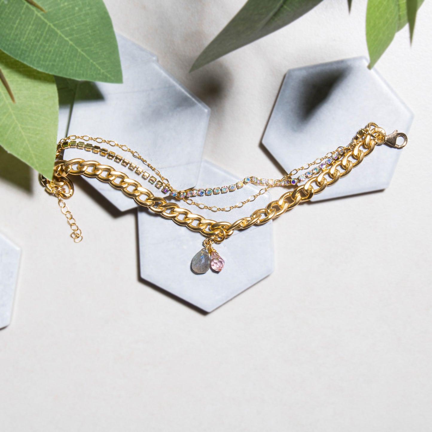 Labradorite Matte Charm Bracelet