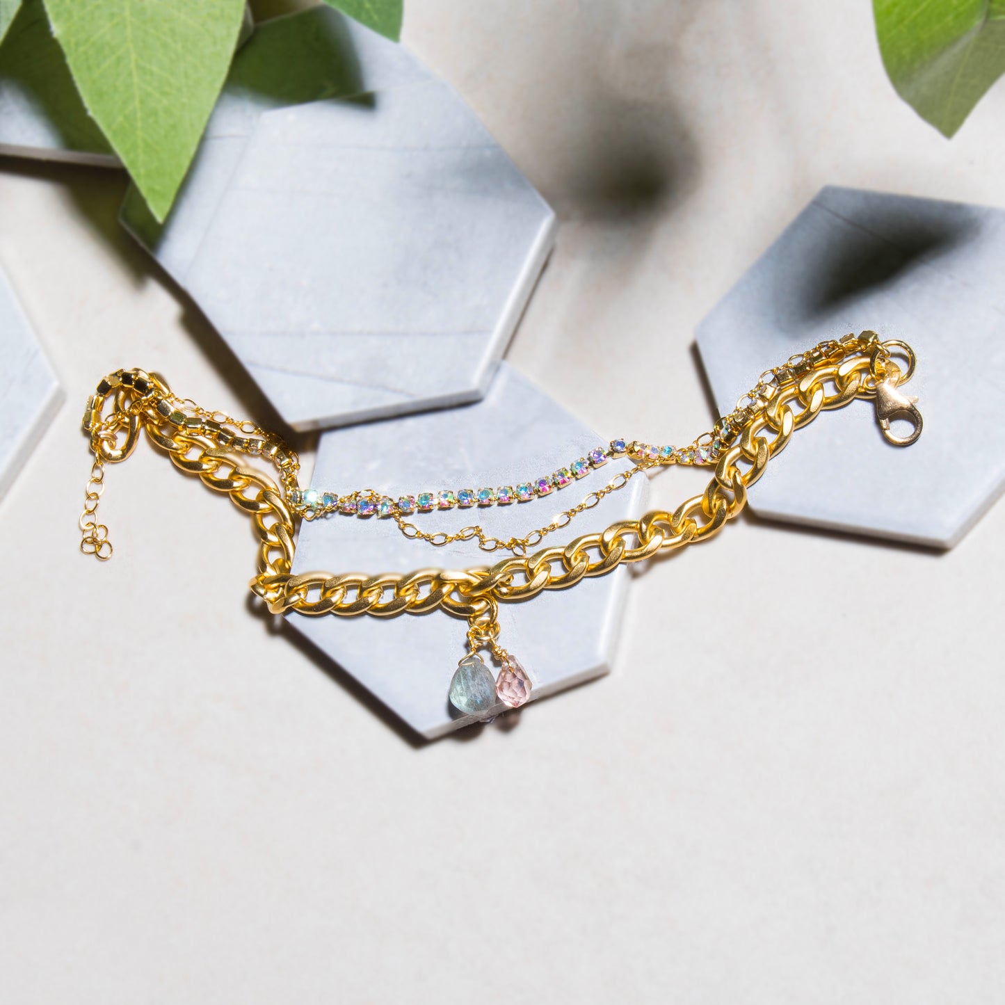 Labradorite Matte Charm Bracelet